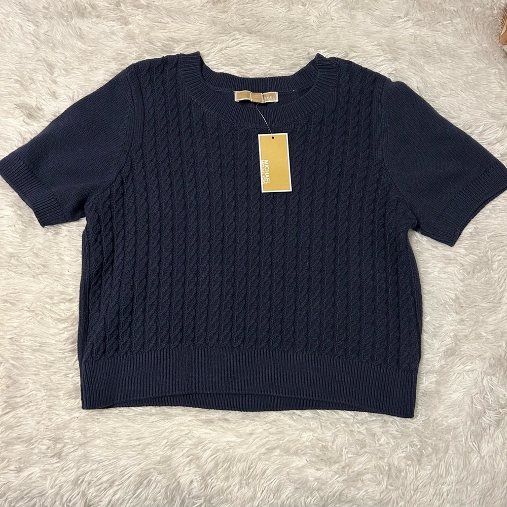 Michael Kors Navy Cable Knit Sweater